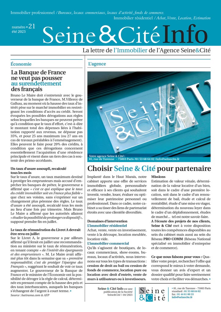 Première page de la lettre d'info n°21