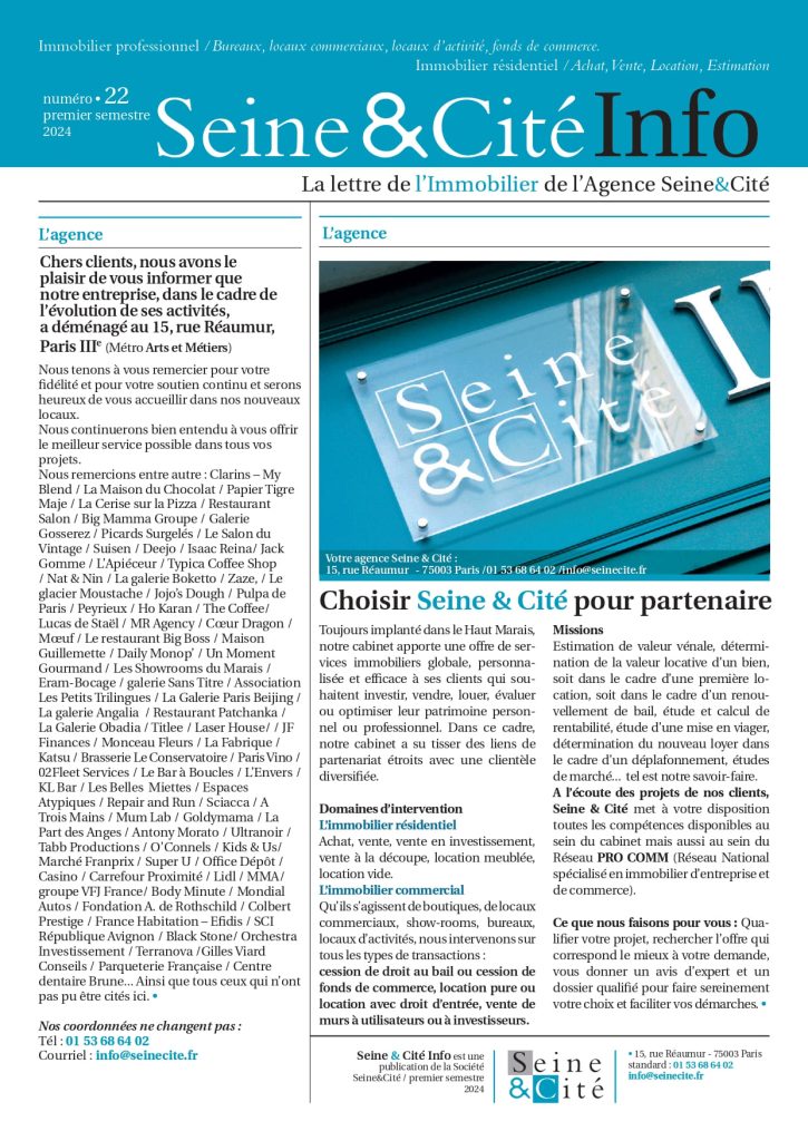 Page 1 de Seine et cite lettre info N 22 2024